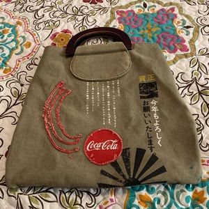 Vintage CocaCola bag. Wooden style handles